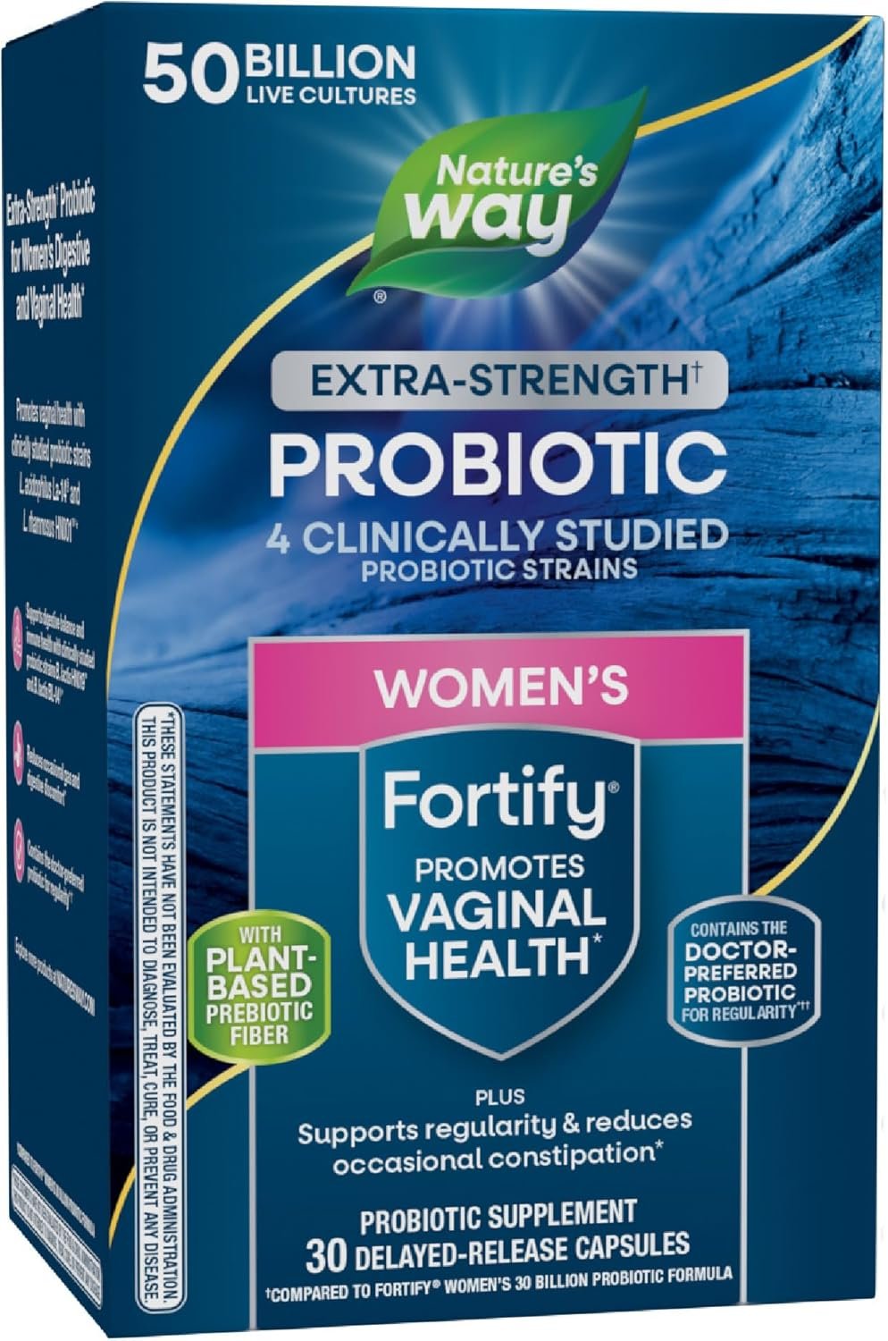 Nature’s Way Fortify Extra Strength Women’s Probiotic 50 Billion CFU, Potent Multi-Strain Probiotic for Digestive, Vaginal and Immune Support*, Once-Daily Capsule, 30 Capsules