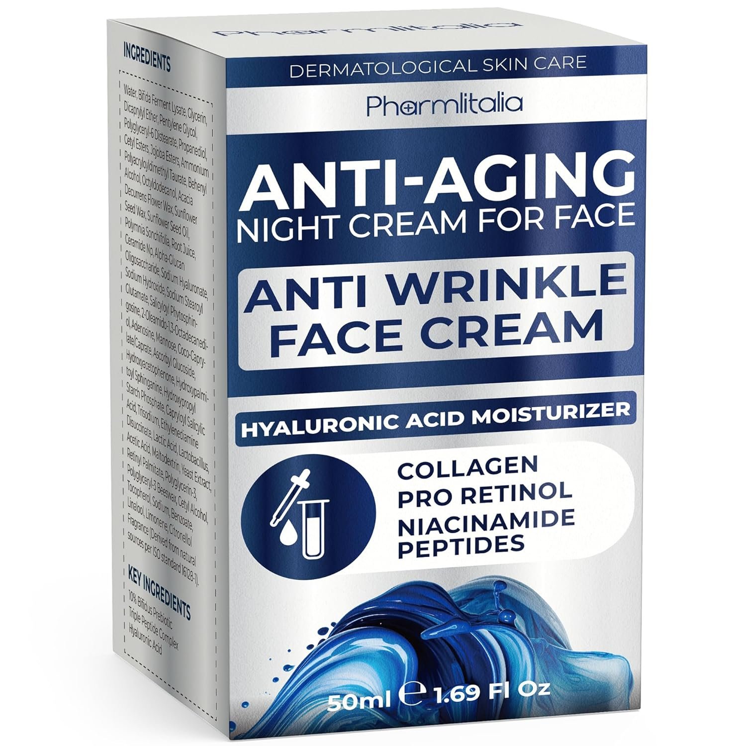 Pharmlitalia Instant Face Lift Cream for Older Women 60 Plus – Wrinkle Cream for Deep Wrinkles – Face Moisturizer for Women Dry Skin – Night Cream Anti Aging – 1.69 Fl Oz