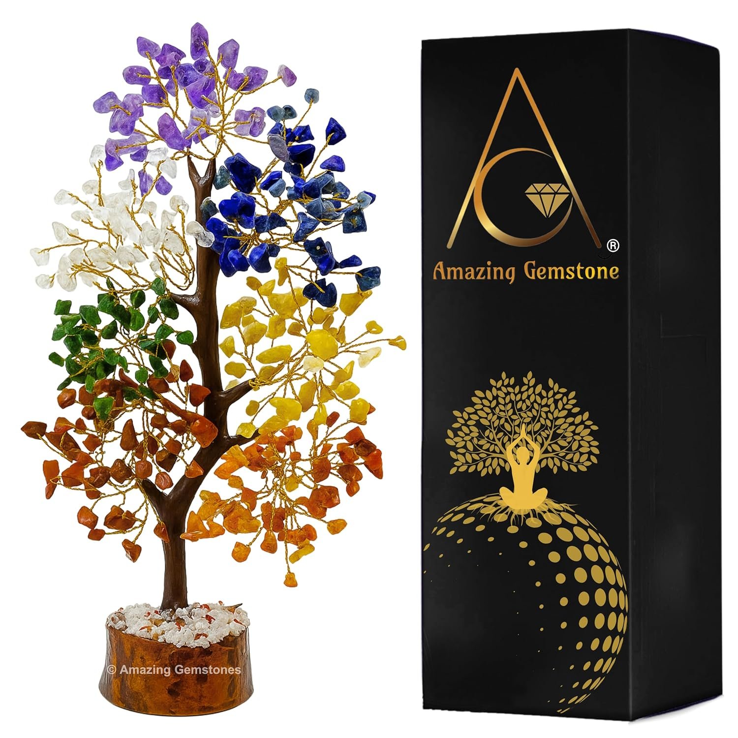 Amazing Gemstone Chakra Tree of Life Crystal Tree Gifts for Women – Spiritual Healing Crystals, Handmade Gemstone Ornament for Meditation, Yoga, and Home Office Decor Christmas Stocking Stuffer