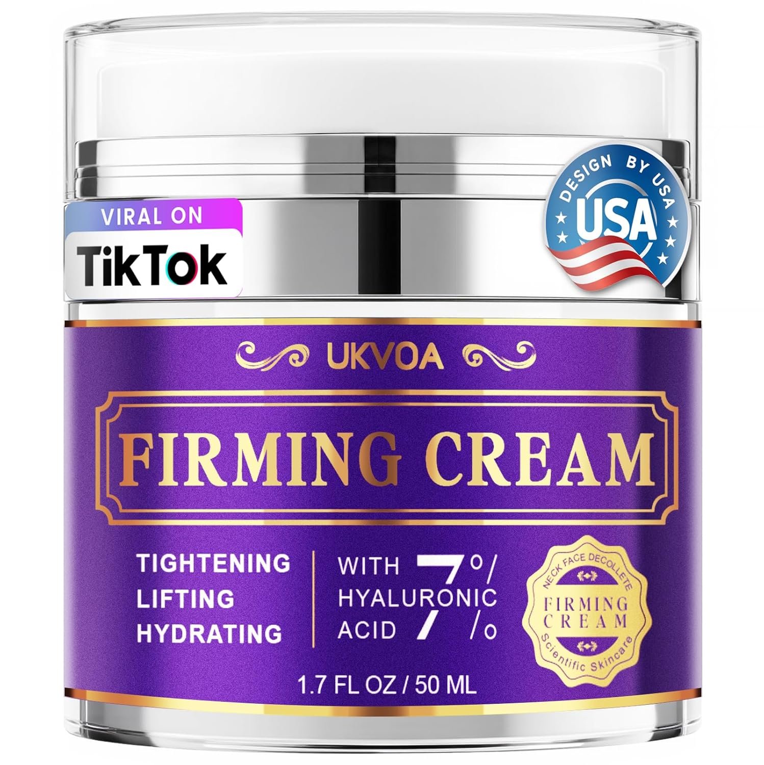 UKVOA Retinol Neck & Face Wrinkle Cream for Women, Neck Cream for Tightening and Firming, Anti Aging Skin Care with Collagen & Hyaluronic Acid, Instant Face Lift Cream 1.7 Fl Oz