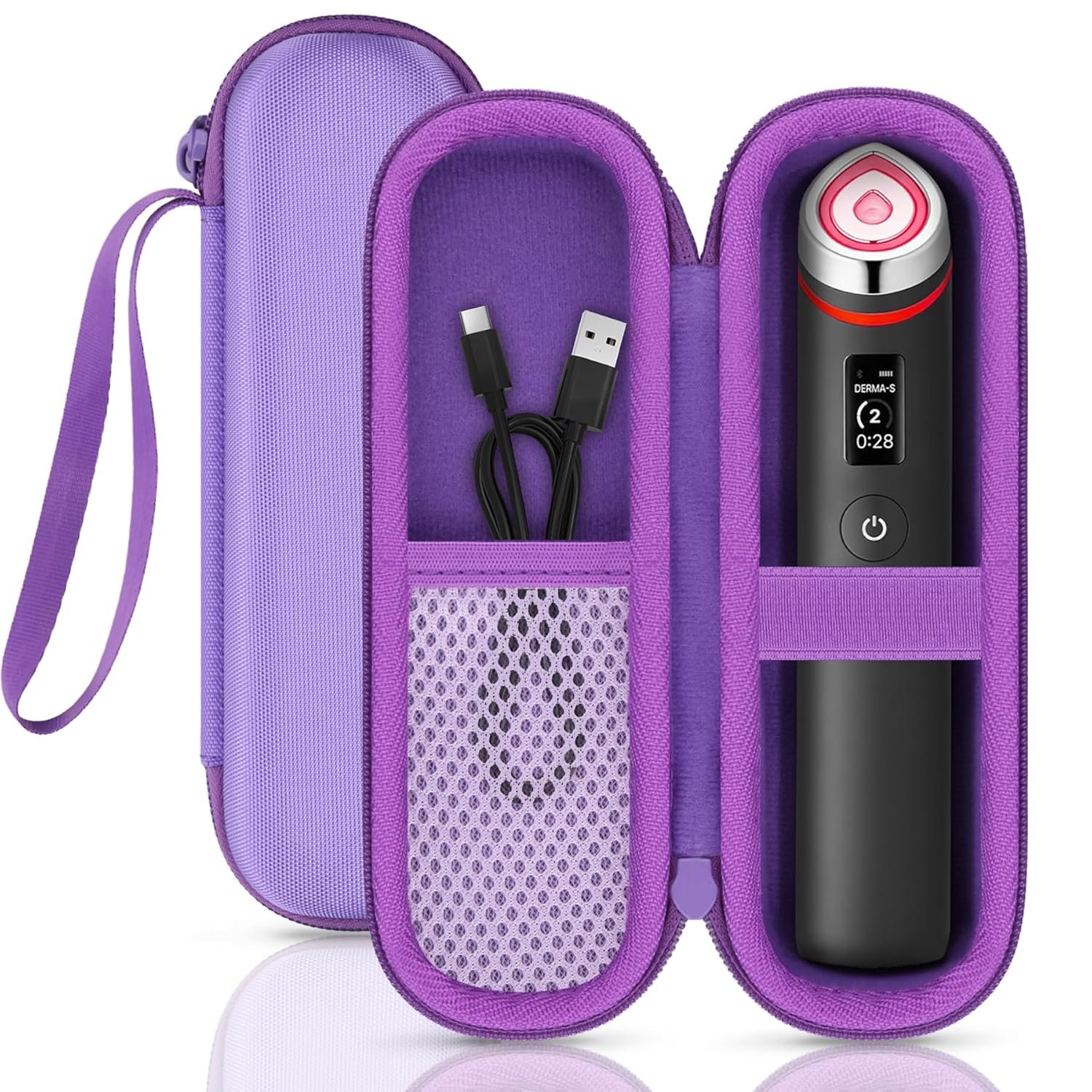for medicube Booster Pro 6-in-1 Real Glass Glow Beauty Massager Protective Hard Case, Travel Storage Organizer for Women, Shockproof & Water-Resistant EVA Shell, Purple – co2CREA