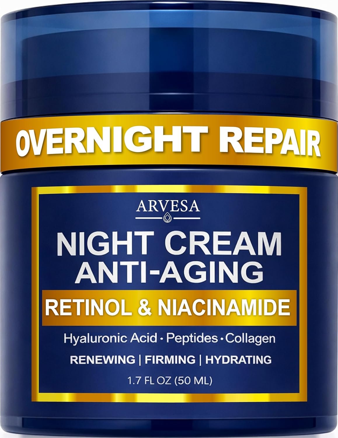 Night Cream for Women Anti Aging – Night Moisturizer for Face with Retinol, Peptides, Niacinamide – Anti-Wrinkle, Firming & Hydrating Skin Care – Fragrance-Free, Non Greasy Overnight Face Cream