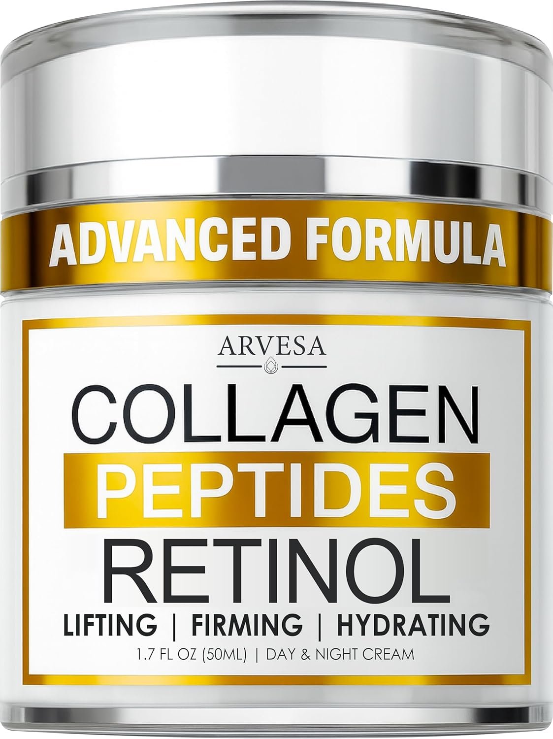 Retinol Cream for Face with Collagen Peptides – Anti Aging Wrinkle Cream for Women and Men – Day-Night Facial Moisturizer with Hyaluronic Acid – Tightening and Skin Firming – Neck & Décolleté